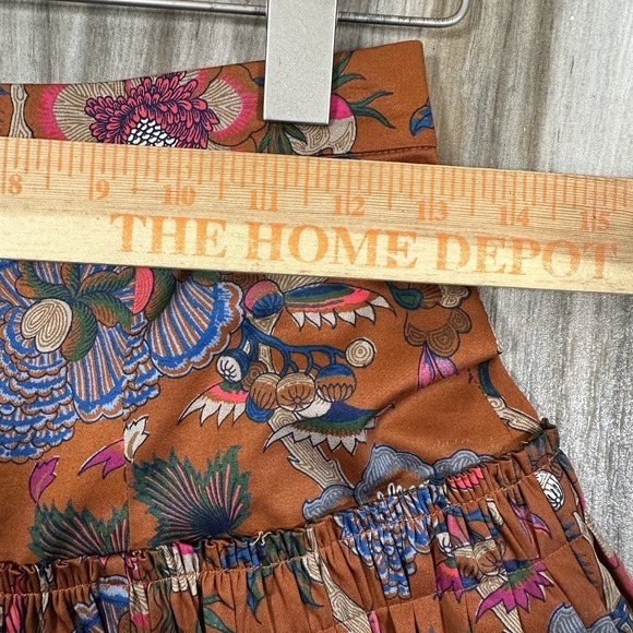 Cara Cara Tisbury Midi Skirt Size 2 Tisbury Midi Orange Floral Picante Baroque - Picture 11 of 12